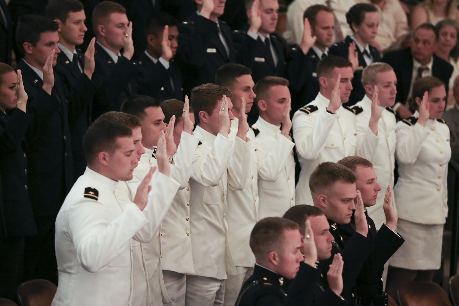 UVA Cadets raising their hand to take an oath