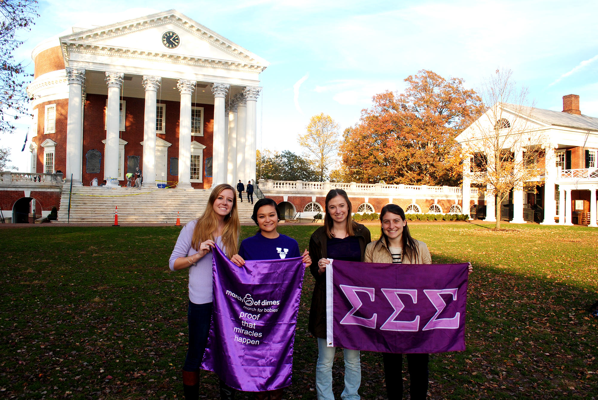 Courtney Haywood, fourth from right, with members of UVA’s March of Dimes Club before last year’s march. 