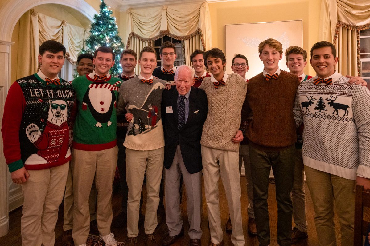 Jack Bertram and the Virginia Gentlemen pose for a holiday photograph after the performance.