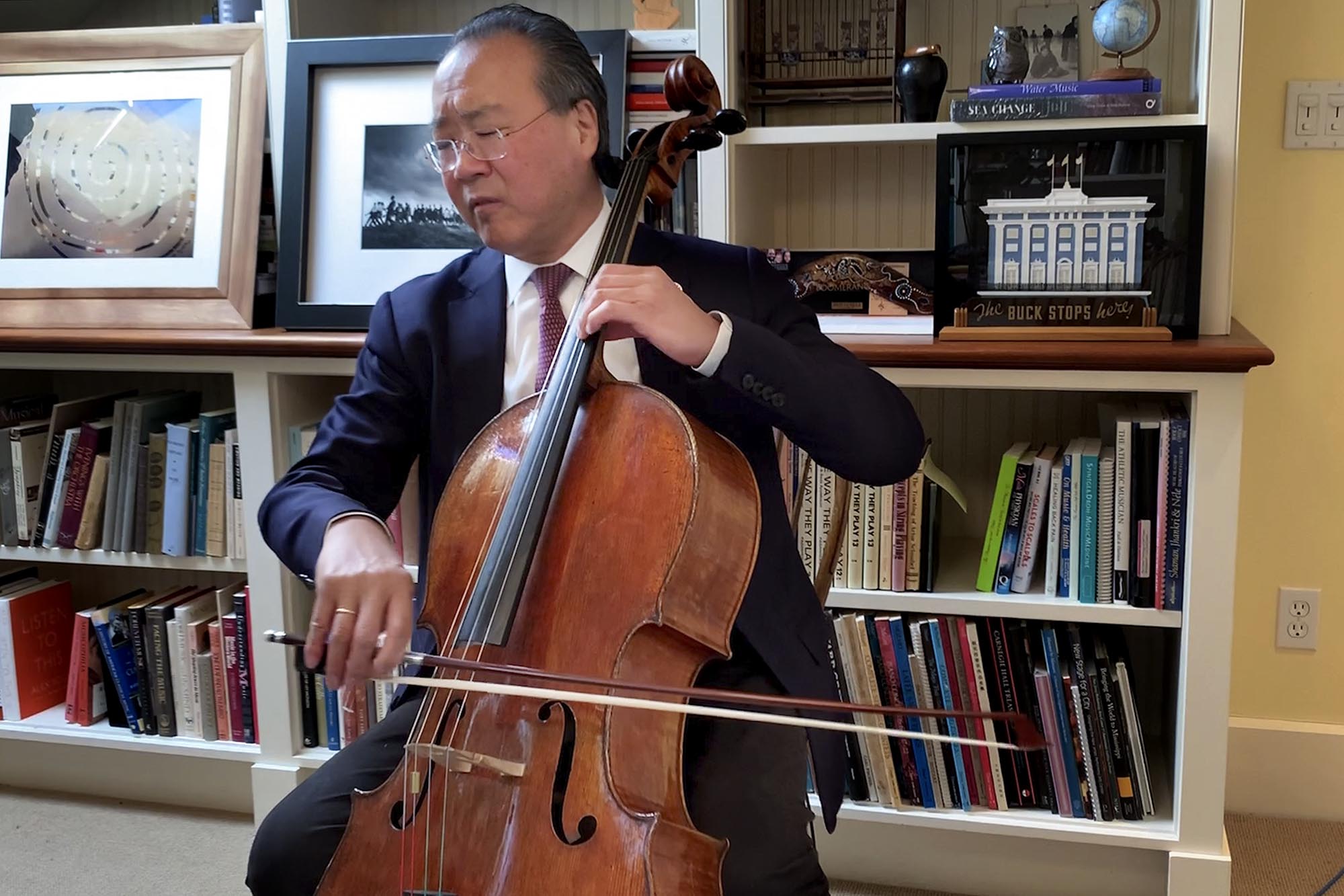 Yo-Yo Ma plays the cello
