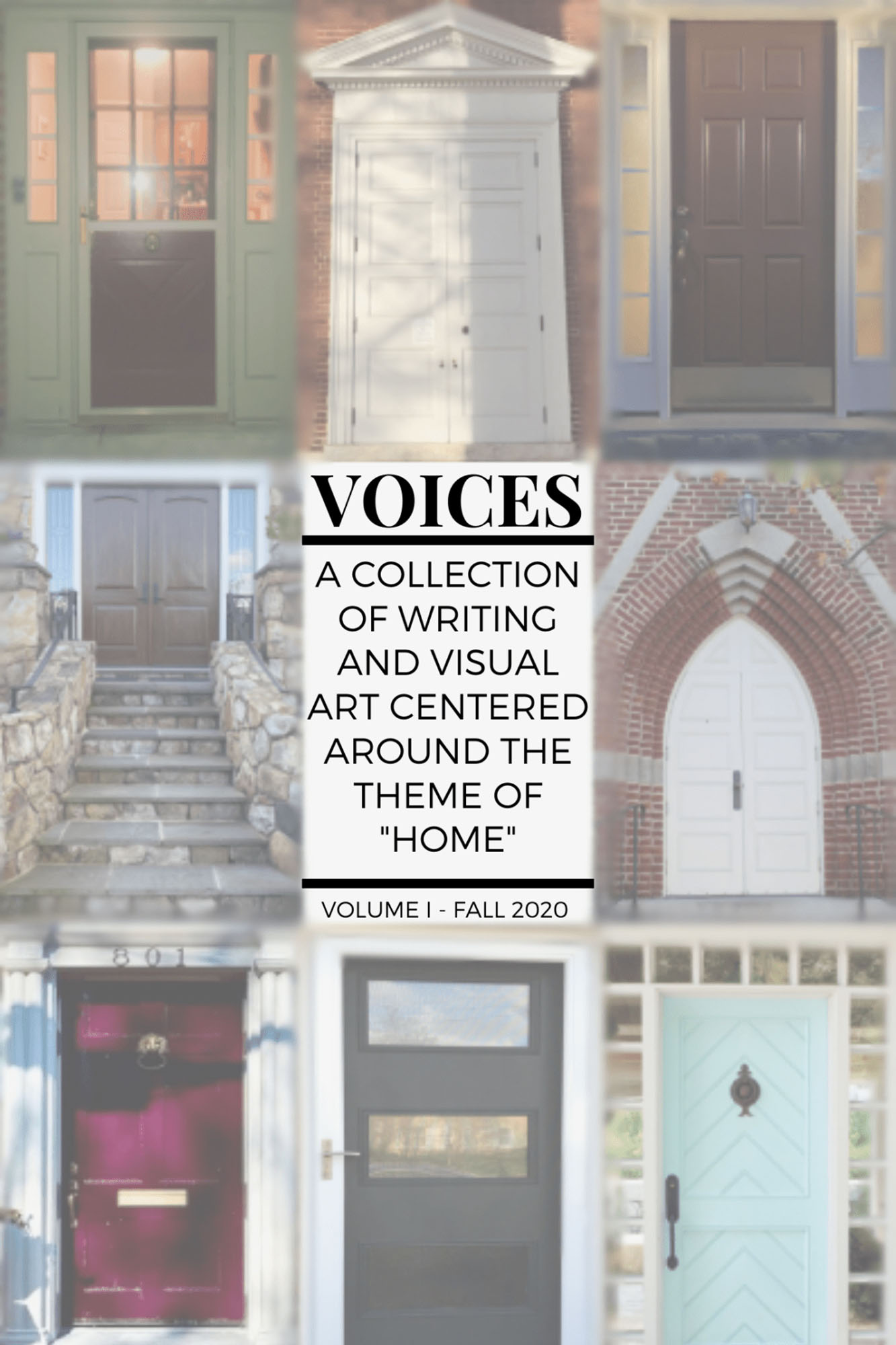 The cover of a digital journal designed by UVA students: A Collection of Writing and Visual Art Centered Around the Theme of “Home.” 