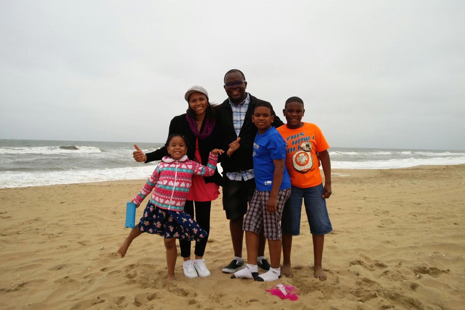 Family photo at the beach