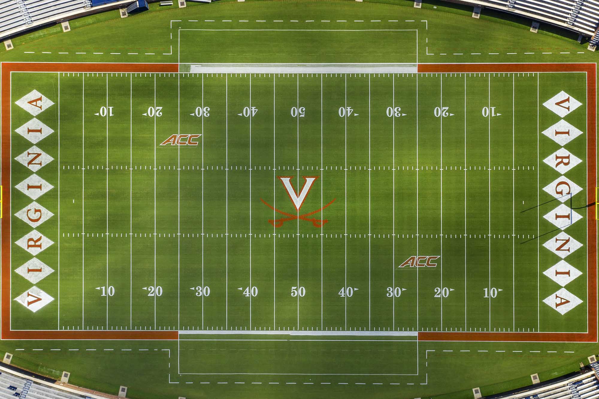 Aerial view of the UVA football field