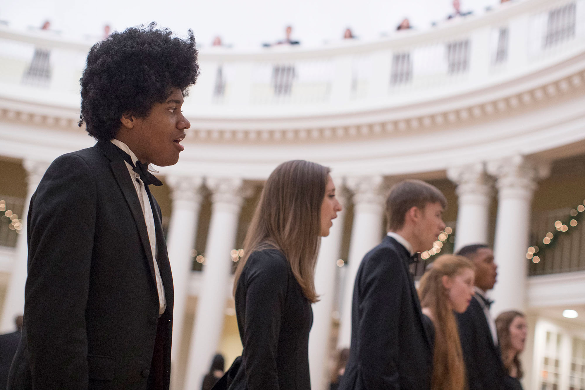 UVA Chior singing in the Rotunda's Dome room