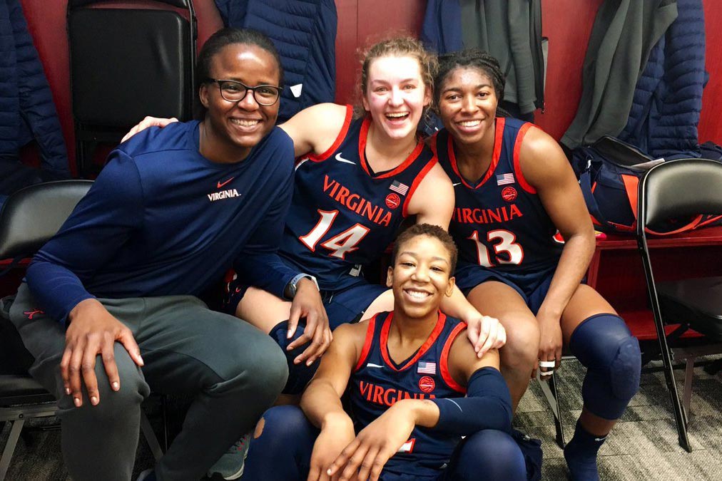 Willoughby, right, poses with classmates Felicia Aiyeotan, Lisa Jablonowski and Dominique Toussaint for a photo