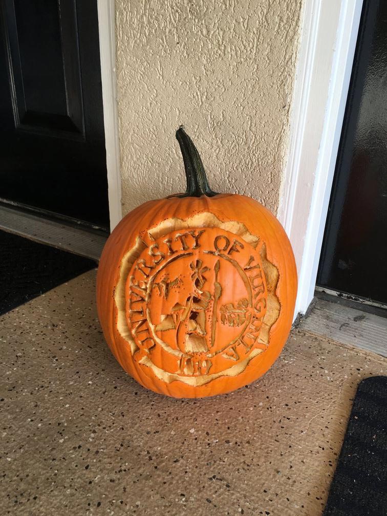 UVA themed pumpkin carving as the School seal