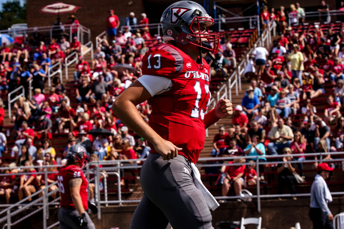 UVA Wise football player walking on the field during a game