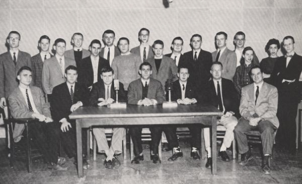  1958 WTJU staff black and white group photo