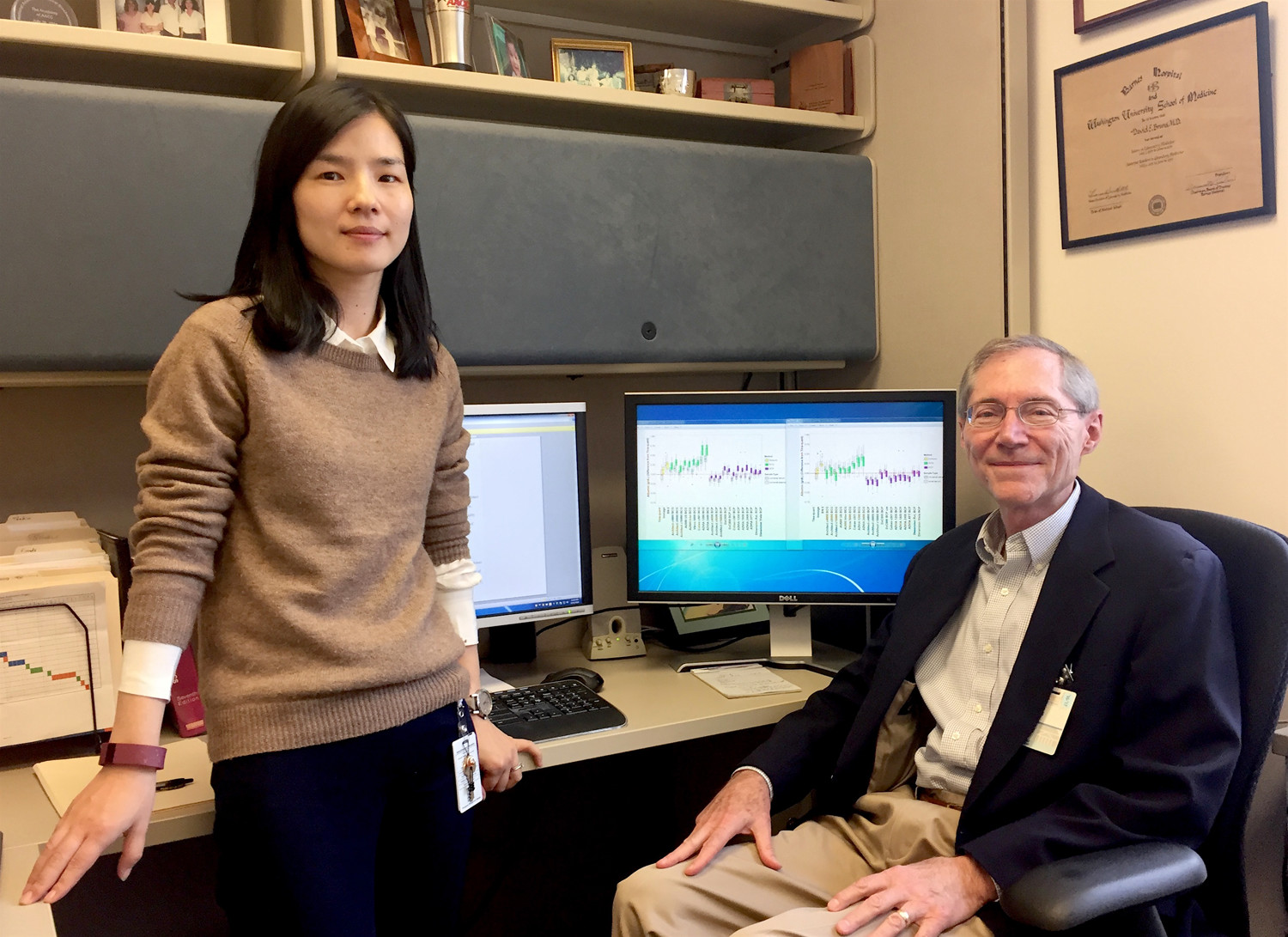 Dr. Min Yu and Dr. David Bruns were two of the UVA researchers who worked on the research with colleagues at Virginia Commonwealth University. (UVA Health System photo)