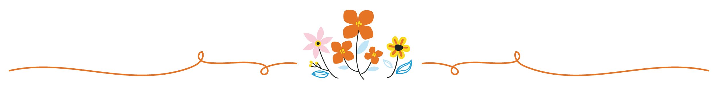 Decorative illustration of four flowers