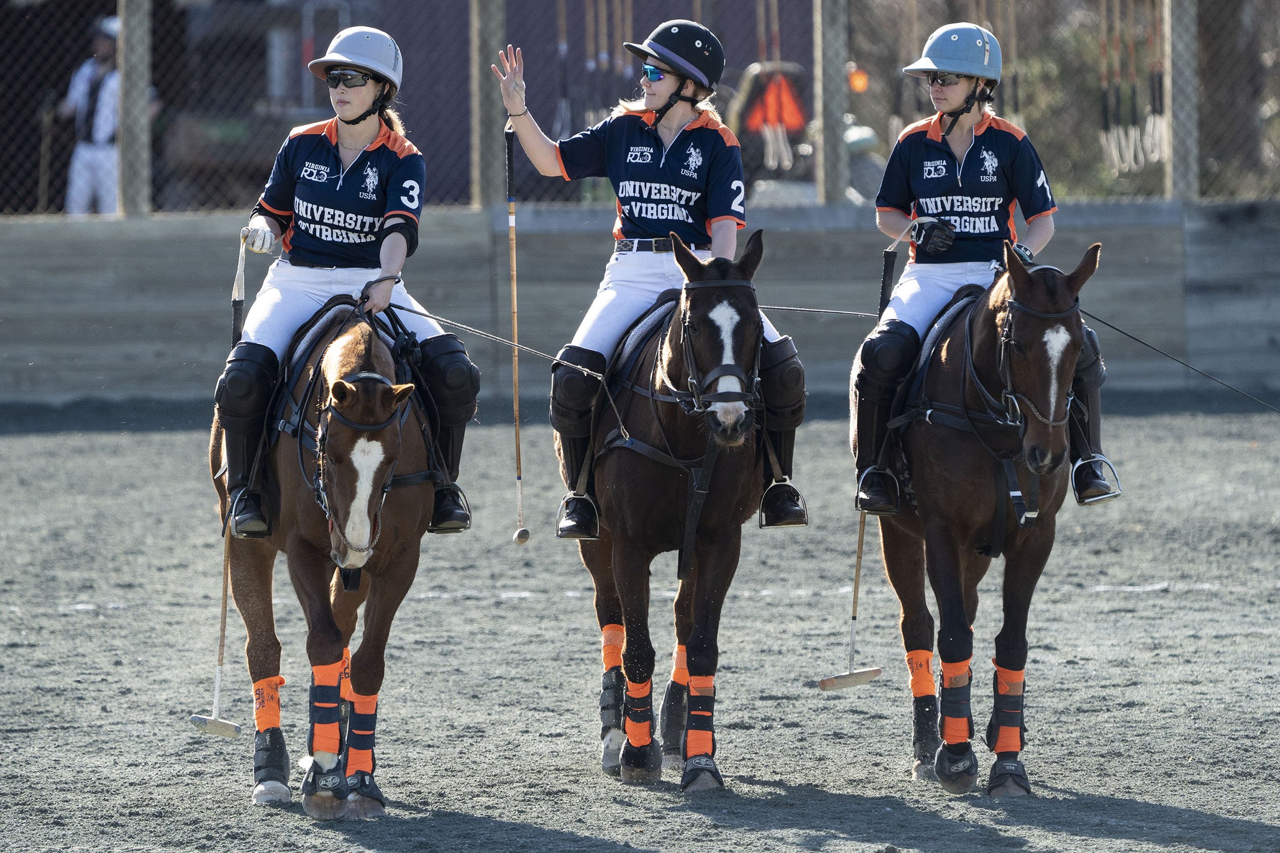 } From left, Alana Benz, Elizabeth Owens and Katie Define take a break during the match against Texas A&M
