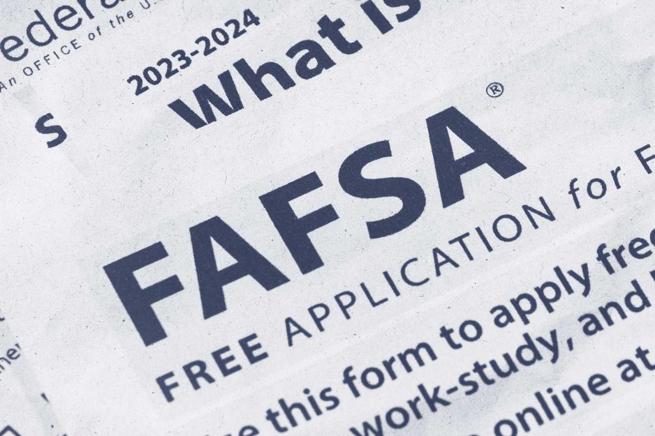 A close up of a FAFSA application for applying for financial aid